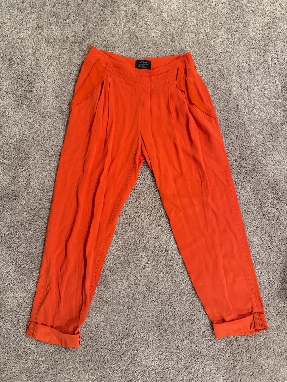 Barneys NewYork O’2nd Orange Silk Dress Pants Sz 2